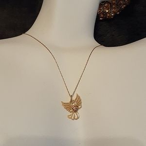 10k yellow ribbon color gold Angel necklace
